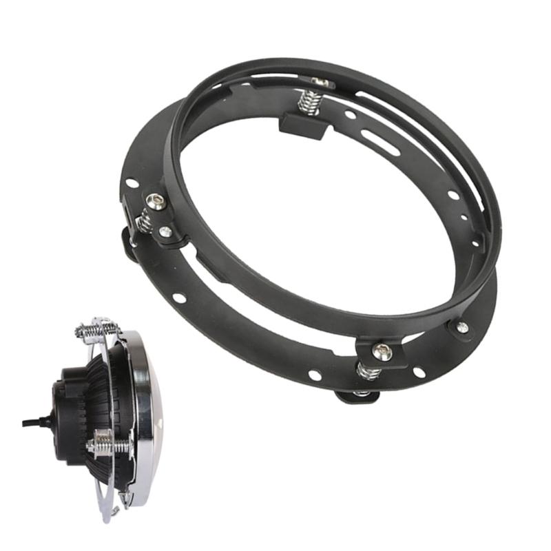 Upgraded 7" Headlight Mounting Bracket Aluminum Round Rings for Motorcycle Car