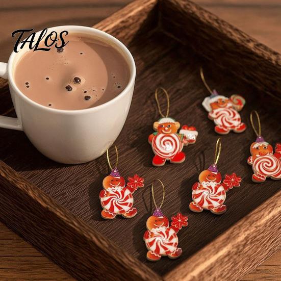 Rustic Xmas Tree Hanging Ornaments 20/30/40Pcs Wooden Christmas Ornaments, Candy Cane Lollipop Decor for Holiday Party Wreath Window Display