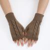New Autumn and Winter Men's and Women's Half Fingered Woolen Gloves with Twisted Hair Warm and Fashionable Fake Sleeves and Knitted Sleeves