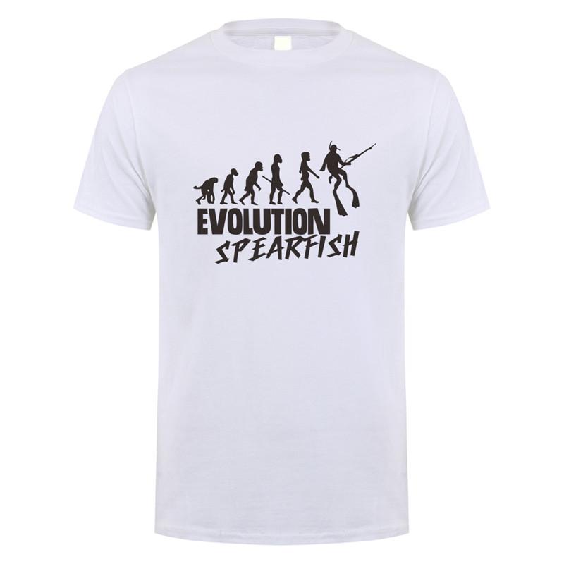 Funny Evolution Spearfishing T Shirt Summer Short Sleeve Cotton Spearfish T-shirt Tops Tee Camiseta JL-067