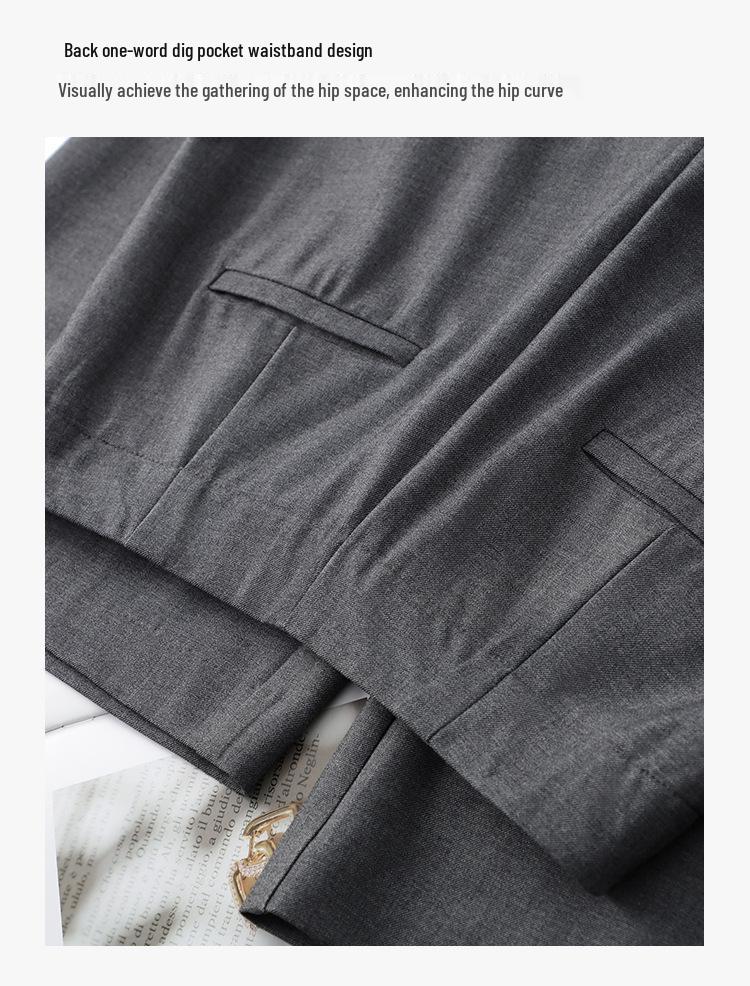 Women's Gray Wide-Leg A-Line Pants - Spring/Summer 2025 Collection, High-End, Loose, and Drapey Style.