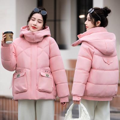 Kurze, lässige, modische, baumwollgefütterte Jacke mit Kapuze für Damen im Winter, neue, kältebeständige, baumwollgefütterte Jacke mit Kapuze