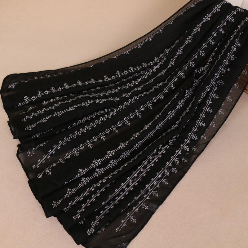 Cotton foam printed women's long scarf, monochrome cotton yarn popular scarf shawl