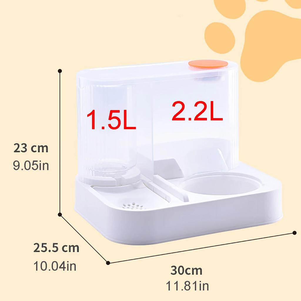 Katzennapf Automatischer Futterspender für Katzen, Hunde, Haustiere, Wasserspender, Integrierter Katzennapf, Katzenfutterbecken, Hunde, Fressen, Trinken