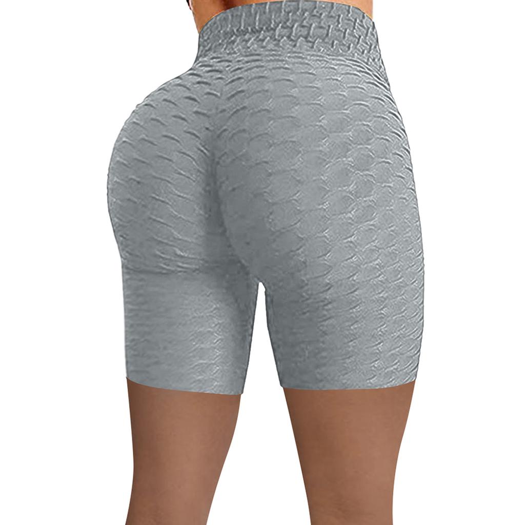Women Wrinkled High Waist Hip Stretch Running Fitness Yoga Pants Biker Shorts