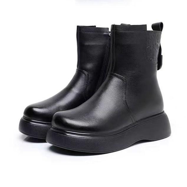Retro sametové teplé boty se silnou podrážkou do půl lýtka pro ženy zimní styl bavlněné boty pro ženy zvyšující výšku