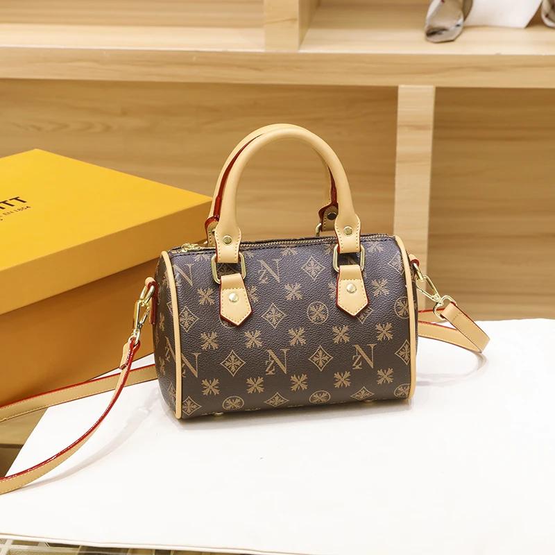 Damen Luxushandtasche 2024 Heißer Verkauf Neu Koreanisch Vielseitig Retro-Print Boston Kissen Tasche Ein Schulter Umhängetasche Tragetaschen