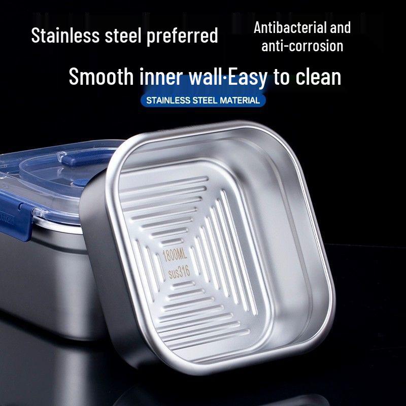 New 316 Stainless Steel Bento Box with Lid - Thickened, Enlarged, and Sealed for Fresh-Keeping and Refrigerator Storage
