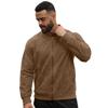 Herren einfarbige Wildleder-Reißverschlussjacke – Lässiger Retro-Stil Langarm-Strickjacke für den Herbst