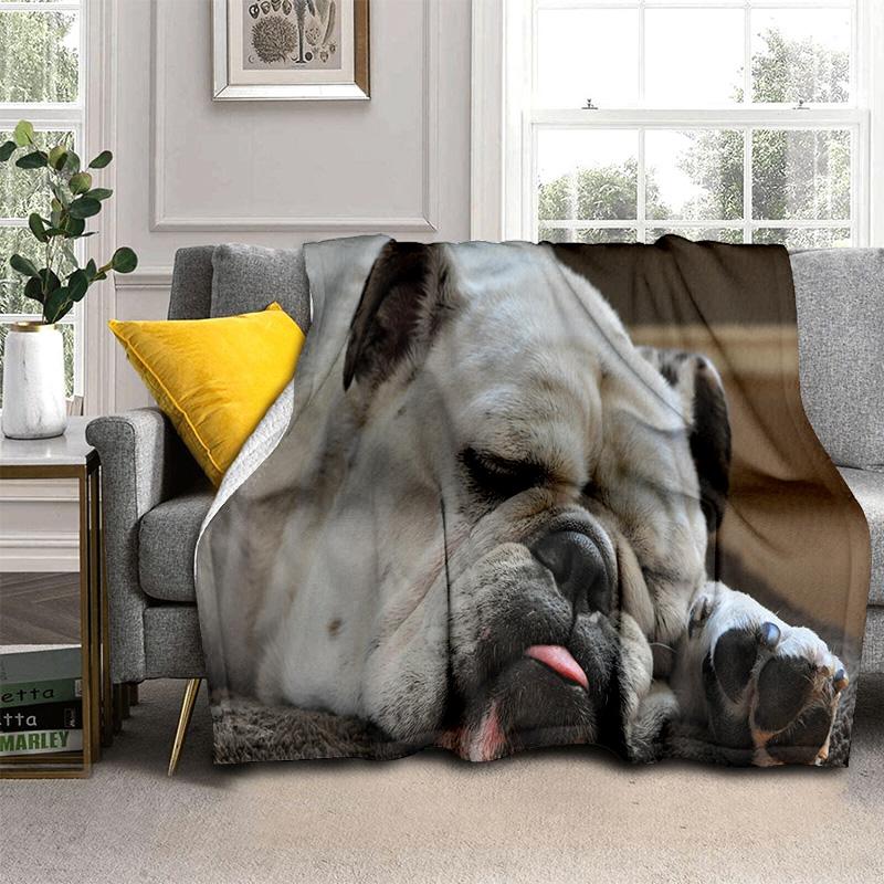 3D Francouzský Pit Bull Pes Domácí Mazlíček Kreslenádeka, Měkká Přehozovádeka pro Domov Ložnici Postel Pohovku Piknik Cestování Kancelář Krycídeka Děti