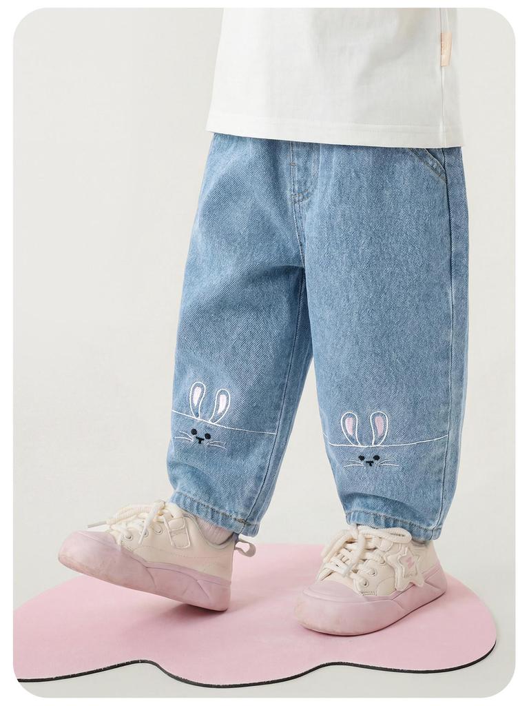 Kaka Panda Girls' Spring/Autumn Casual Jeans for Toddlers and Babies