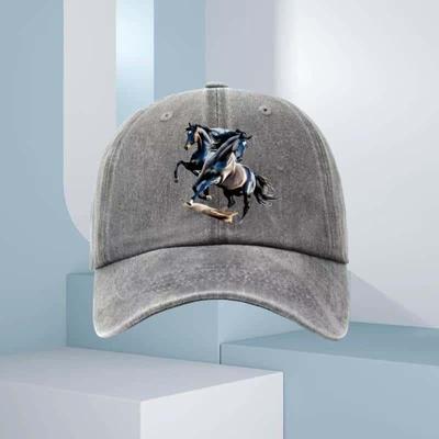 Men's Sunscreen Baseball Hat with Double Horse Pattern Printed Hat Breathable Suitable for Casual and Sports Wear