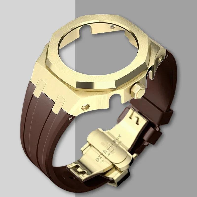 Ny Gen5 Casioak-fodral i rostfritt stål för G-Shock GA2100 Mod-kit Modifieringssats Metallram gummiband för GA2110 GAB2100