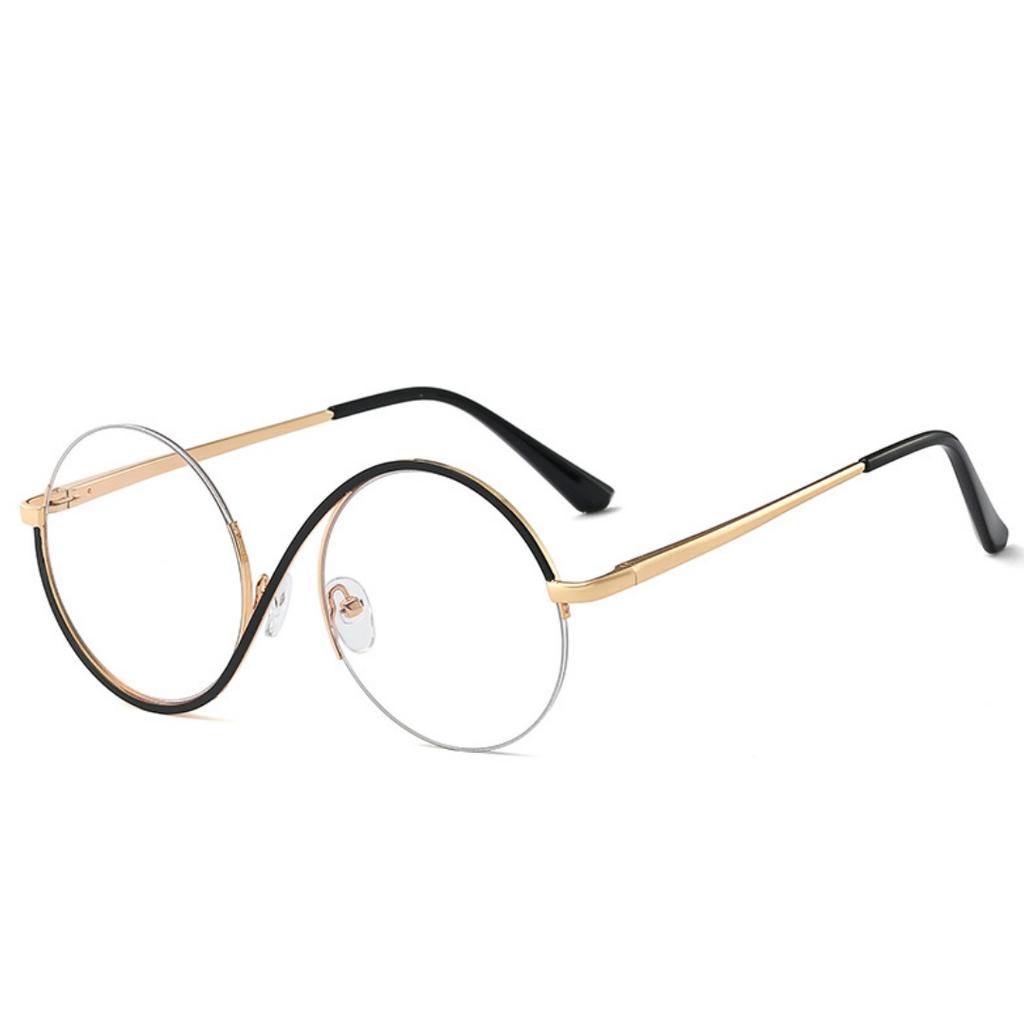 PC Metal Half Frame Anti Blue Light Glasses for Women Comfortable Optical Flat Mirror Compatible with Myopia Glasses