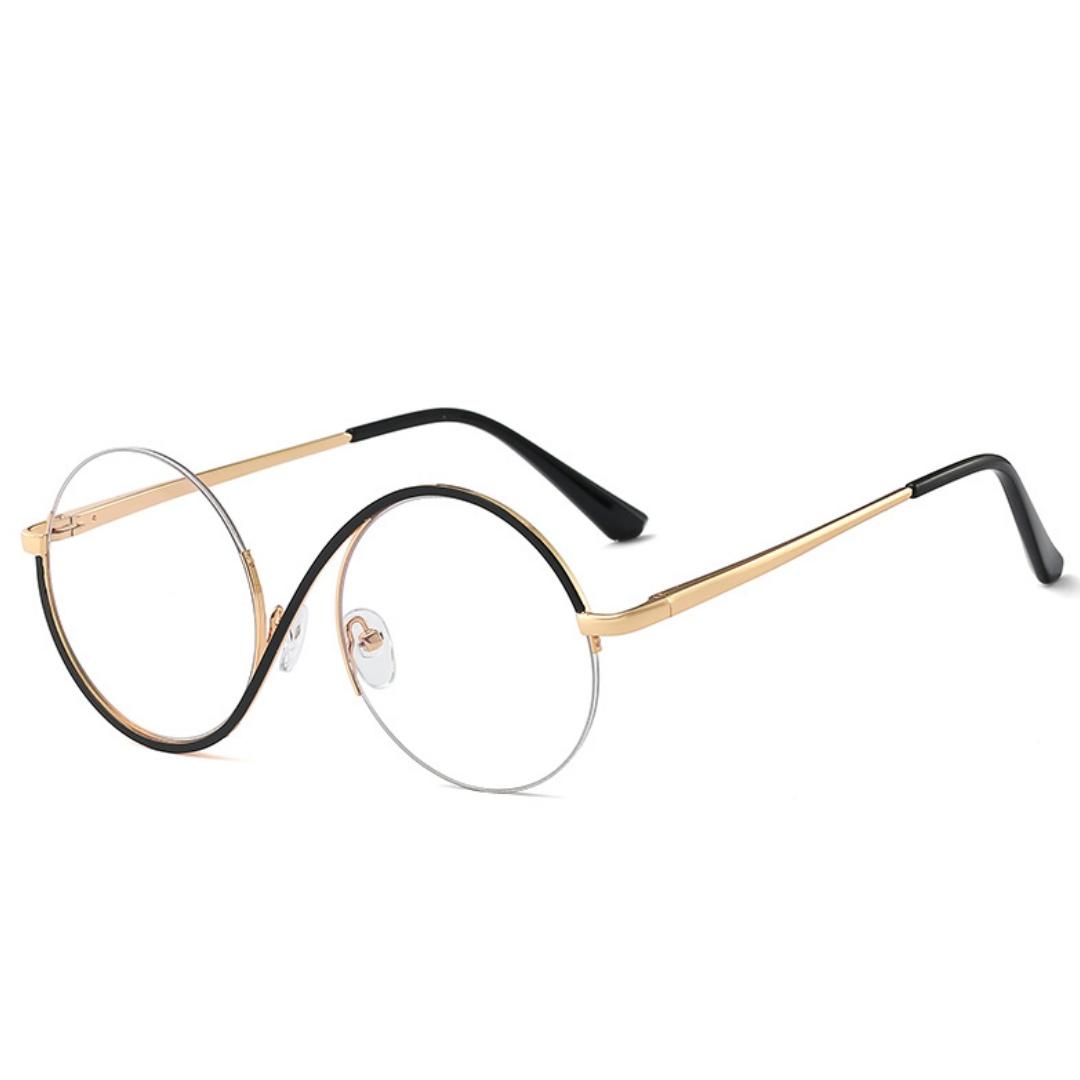 

A Pair Of Pc Metal Half-Frame Optical Anti-Blue Glasses Female Comfortable Flat Mirror Can Be Equipped With Myopia Glasses. MULTI