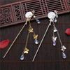 Moon Bird Crystal Tassel Hairpin Creative Ancient Costume Accessories Retro Hairpin Simple Fashionable Women Traditional Jewelry