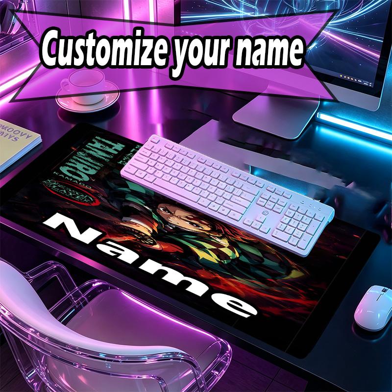 Custom Name Personalized Demon Slayer Pattern Mousepad, Laptop PC Desk Mat, Decorative Desk Mat for Home Keyboard Pad Gift