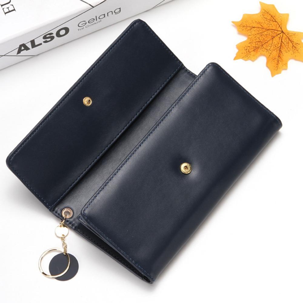Koreanische Mode Dreifach faltbare Multifunktionale Damen Langgeldbörsen Clutch Einfarbig Texturiert Schlicht und Elegant