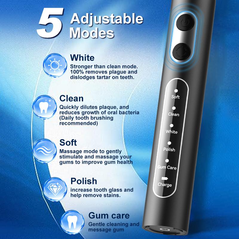 M01 Escova de Dentes Elétrica Rotativa Kit com 8 Cabeças e Estojo de Viagem