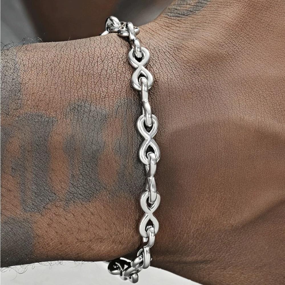 8MM Infinite Symbol Twill Ring Handmade Bracelet Hip Hop Men Stainless Steel Jewelry Fashion Party Gift