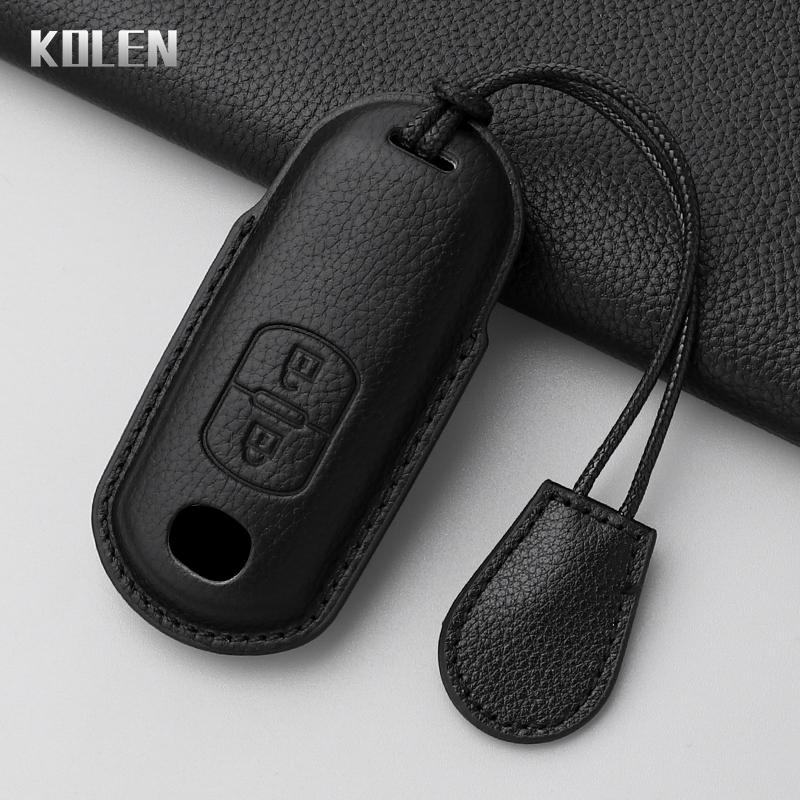 Leather Car Key Case Cover Shell For Mazda 2 3 6 Atenza Axela Demio Cx-5 Cx5 Cx-3 Cx3 Cx7 Cx-7 Cx-9 Cx9 Mx5 2 3 Buttons Keychain