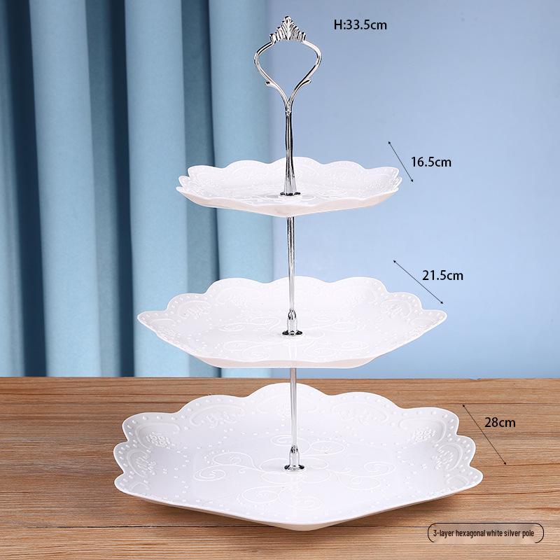 Trzypoziomowy europejski stojak na ciasto do popołudniowej herbaty - Kreatywna wielowarstwowa plastikowa taca na desery i talerz na owoce