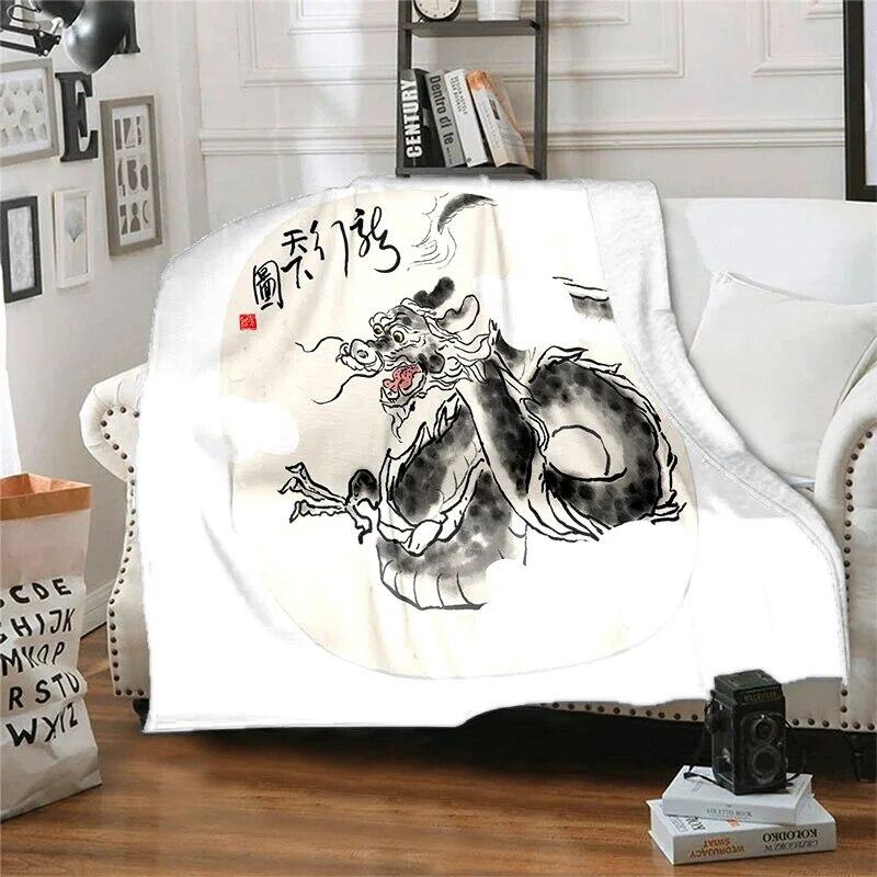 Twelve Chinese Zodiac Signs Pattern Printing Manta Sofa Bed Cover Soft  Blanket Plaid Soft Warm Flannel Throw Blankets Fans Gif