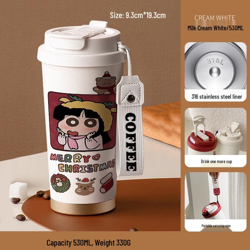 Shin-chan Christmas Insulated Stainless Steel Coffee Cup with Logo 530ml