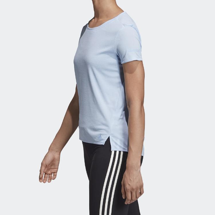 Adidas Training Round Neck Short Sleeve T-Shirt Women Tops Bright-Blue FL8567