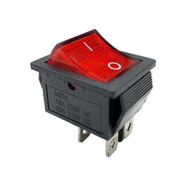 

Двошвидкісний водонепроникний перекидний перемикач з індикатором світлофора KCD4 для побутової техніки four-pin, two-speed, red light чорний