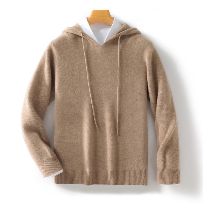 Men's Pure Wool Hoodie: 2024 Autumn/Winter Casual Knitwear Sweater with Hood