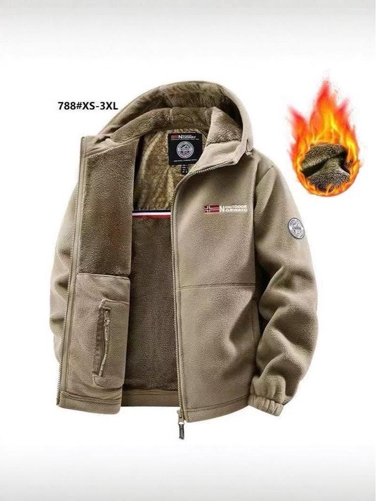 Introducing the "Norwegian Plush Graphene Fleece Jacket" – a Warm, Double-sided Coat Featuring a Hood, Perfect for Casual Style and Comfort.