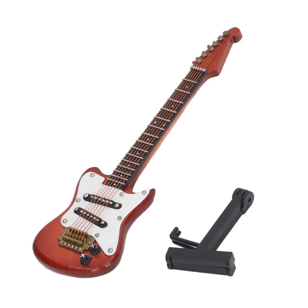 Miniature Dollhouse Guitar Toy Lightweight Exquisite Shape Educational Wooden Craft Ornaments for