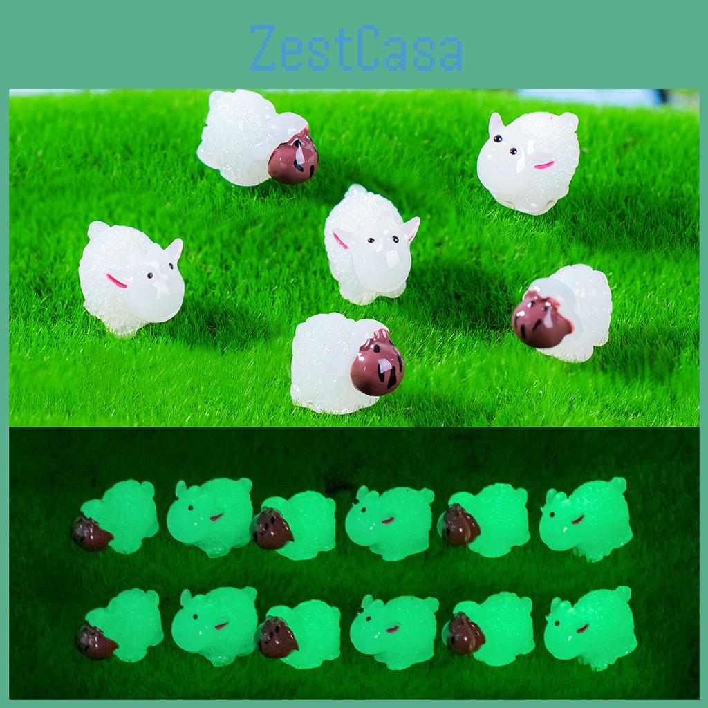 Cute Luminous Sheep Resin Figures For Miniature Garden And Fairy Landscapes
