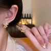 French retro exquisite diamond-set double-layer flower earrings women's fashion versatile temperament high-end stud earrings