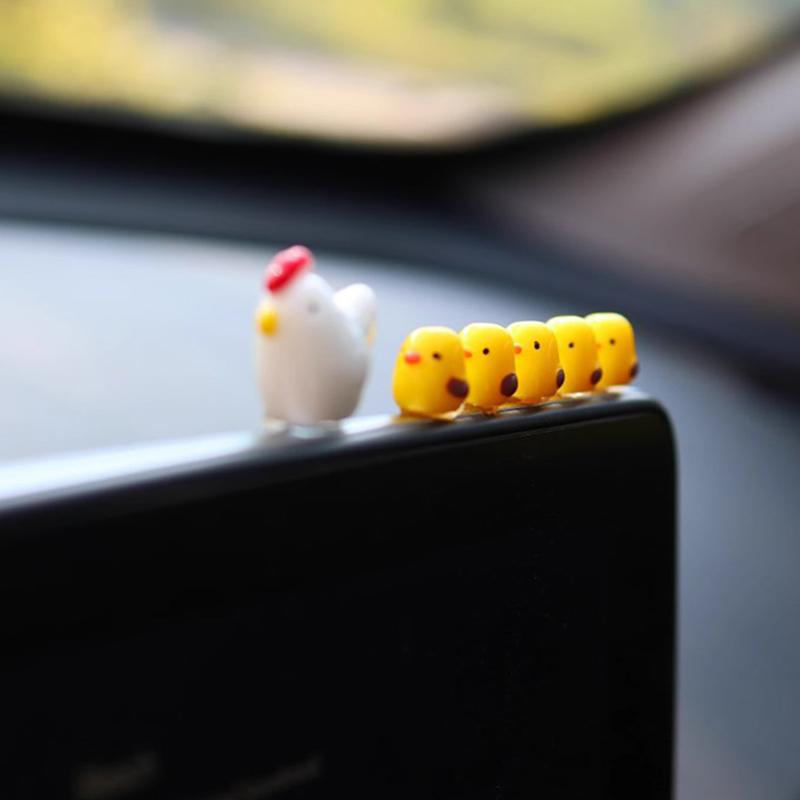 Cute Mini Chickens Car Dashboard Accessories Fun Chicks Car Rearview Mirror Decor Interior Ornaments Fairy Garden Home Car Gifts
