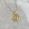 Swirl Pendant Necklace Round Circle Clavicle Chain Accessory Adjustable Length Choker Unique Jewelry for Women Girls