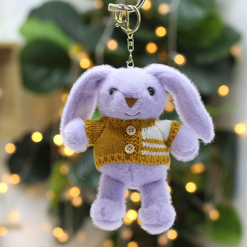 Cartoon Rabbit Doll Keychain Pendant Cute Doll School Bag Hanging Decoration Birthday Gift Plush Toy
