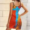 Summer New Lines and Letters  Pattern Print Sleeveless Bodycon Dress with Pockets Sexy Slim Fit Elegant Party Dress