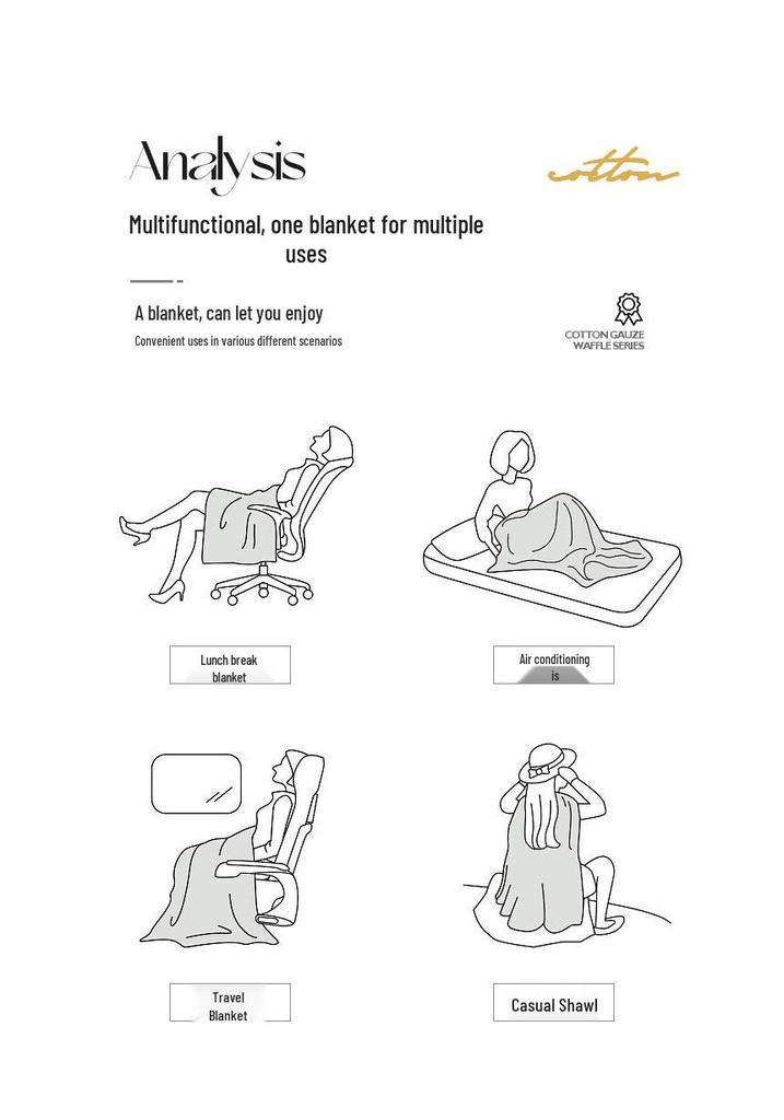 Pure Cotton Waffle Texture Blanket - Versatile Coverlet for Nap, Air Conditioning, or Summer Use
