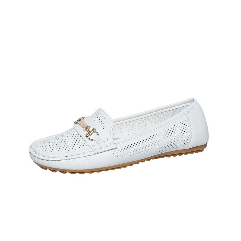 Fashion 2025 Ladies Shoes slip-on Women's High heels Fashion Metal decoration new plus size Light soft bottom comfortable flat low heels