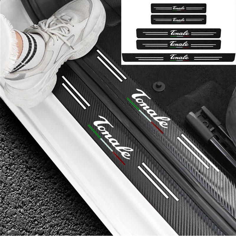 JCYEV1 Car Carbon Fiber Threshold Protective Film Anti Scratch Waterproof Car Stickers Decoration For Alfa Romeo Tonale Car Accessorie