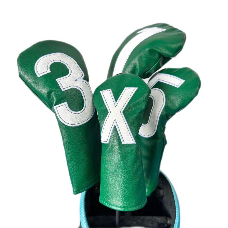 White & Green Golf Club Headcover, 135 x Number Style, Two Color Options