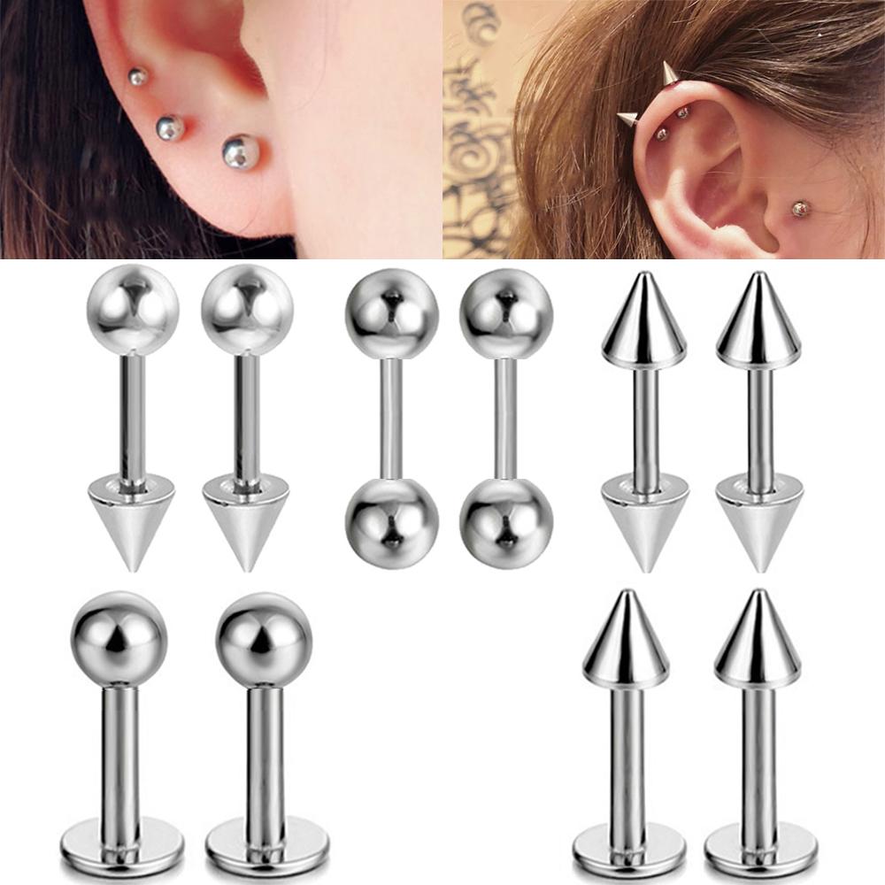 2/5/10Pcs Medical Stainless Steel Labret, Lip Piercing Jewelry Tragus Cartilage Ear Studs Earrings For Women / Men Trend