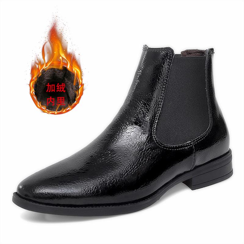 

Модная зимняя мужская деловая обувь челси, мужская повседневная удобная и модная остроносая брендовая обувь, банкетные ботинки, мужские размеры 38-46 42