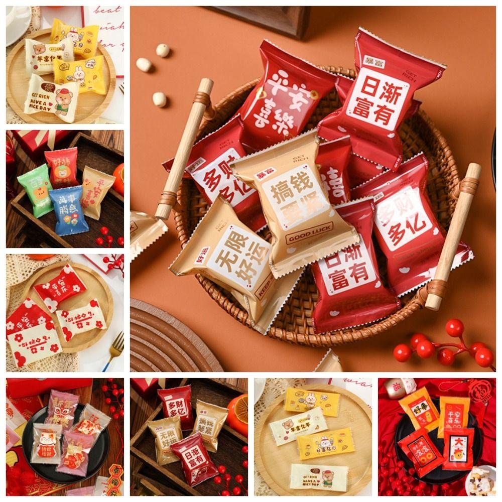 100pcs Handmade Snowflake Crisp Packaging Bag Transparent New Year Sealing Bag Snack