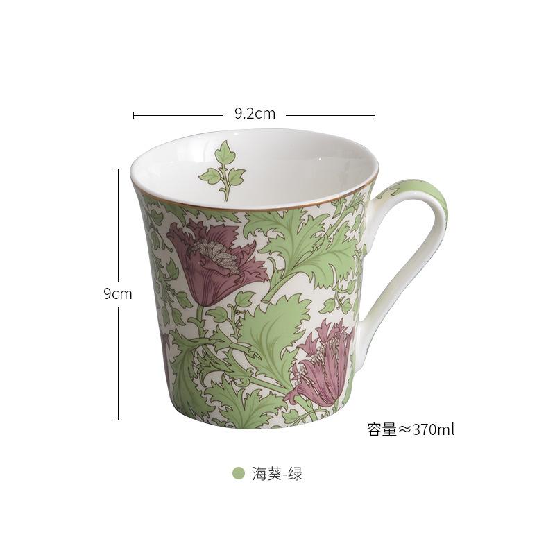 European Bone China Breakfast Milk Mug Ceramic Pattern Coffee Cup English Afternoon Tea Accessories Home Latte Coffee Cup Gifts