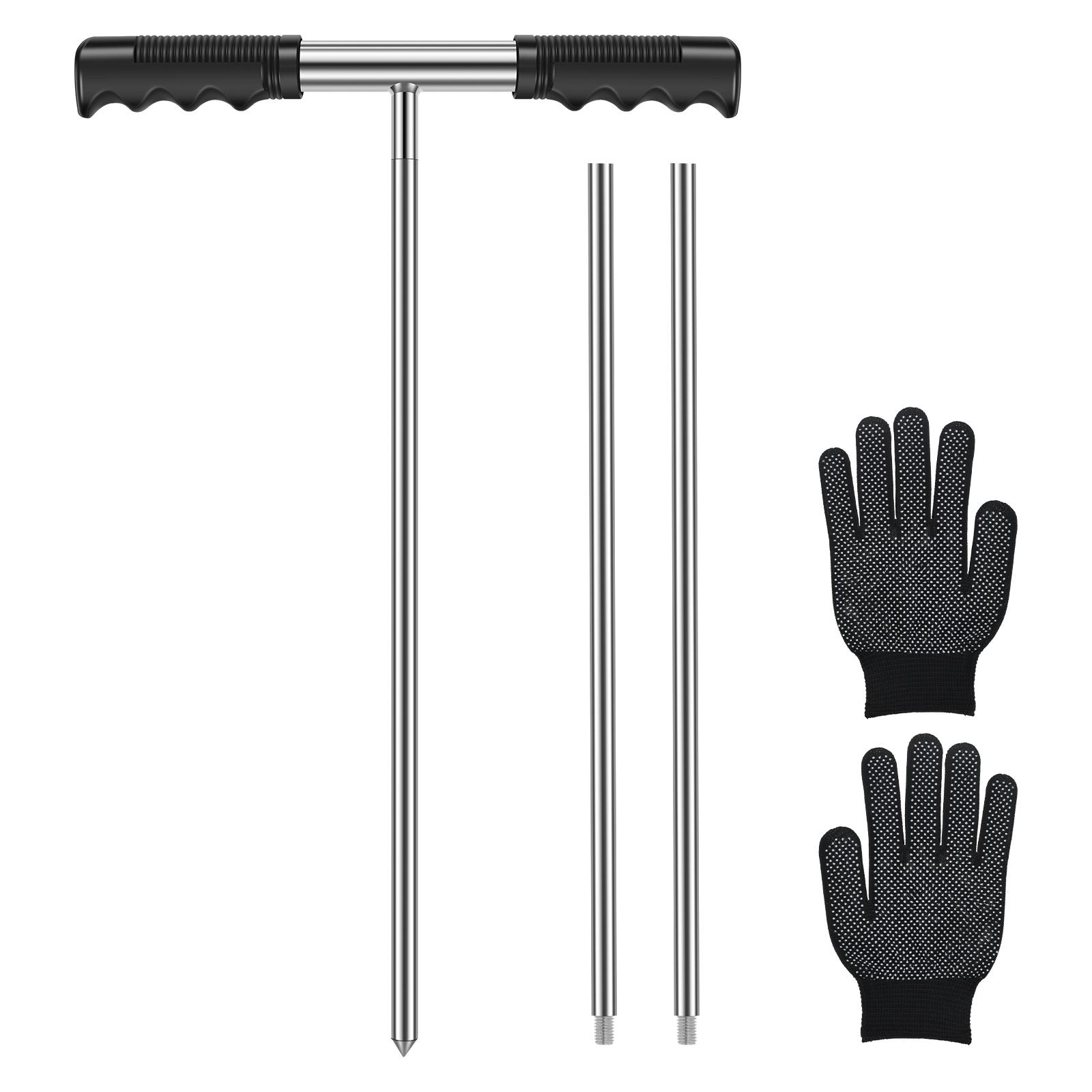 

Stainless Steel Soil Probe Rod Height Adjustable Ground Probe Rod with Handle Portable Ground Rod Tool for Locating Septic Tanks серебряный