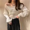 JINZUOMA Knit Pullover Long High Perfect for Commuting or Everyday Wear Women's Sweater, Top, Sleeve, V-Neck, Waist, Off-the-Shoulder, Sexy, Sweet,
