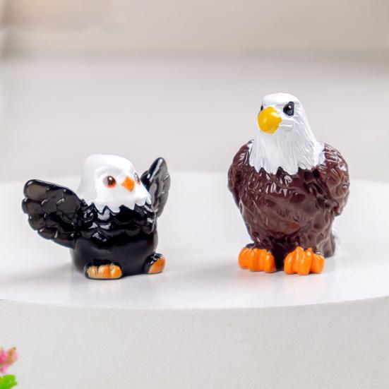 4Pcs Mini Eagle Figurines Miniature Resin Animal Ornaments Mini Bald Eagle Collectibles for DIY Craft Accessories Fairy Garden Decoration